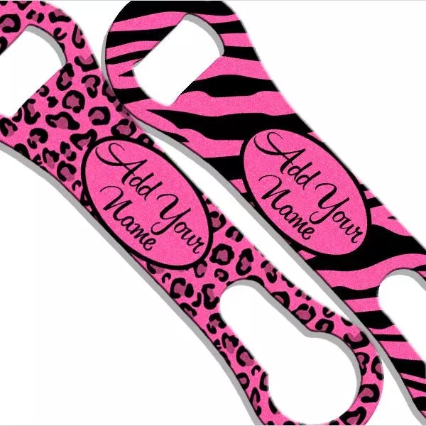 “ADD YOUR NAME” V-Rod Bottle Opener – Glitter Animal Print