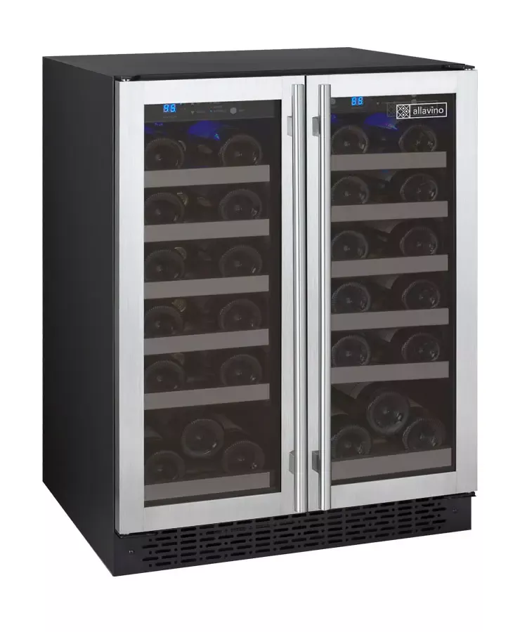 Allavino 24" Wide FlexCount Series 36 Bottle Dual Zone Stainless Steel Wine Refrigerator