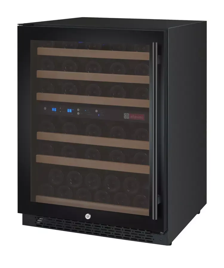 Allavino 24" Wide FlexCount Series 56 Bottle Dual Zone Black Left Hinge Wine Refrigerator