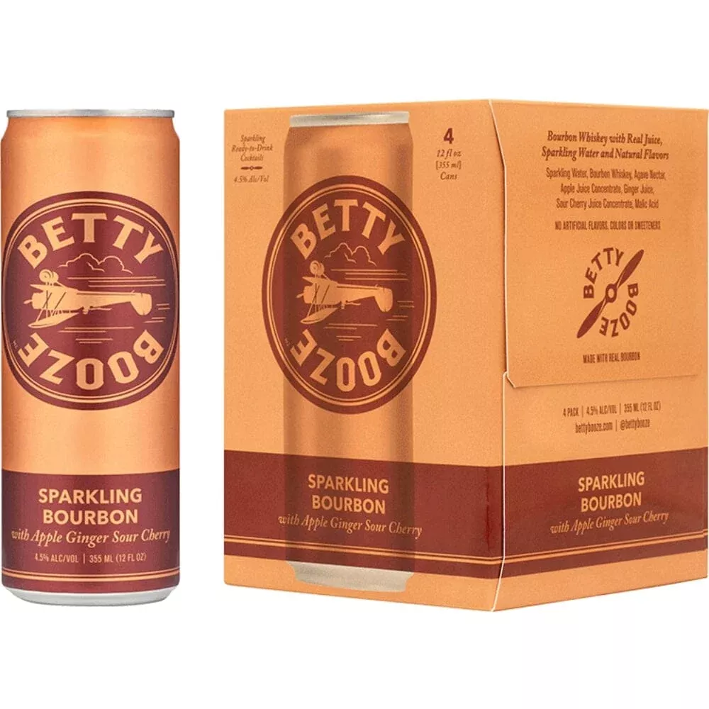 Betty Booze Sparkling Bourbon With Apple Ginger Sour Cherry 4pk