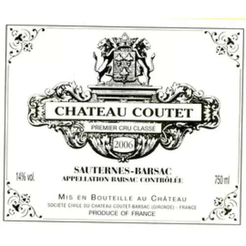 Chateau Coutet Sauternes-Barsac Barsac 1er Cru Classe 2006