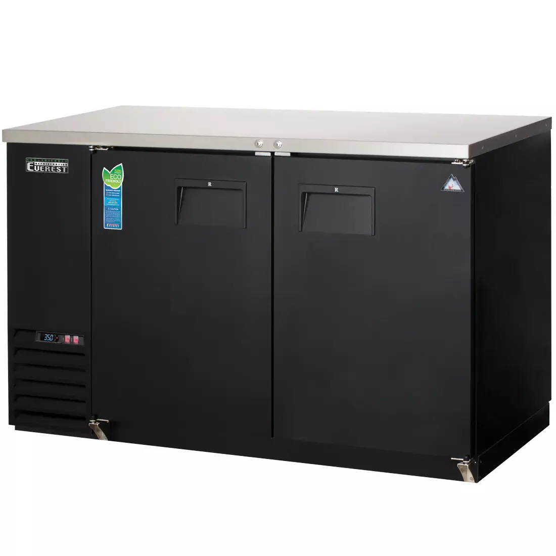 Everest 2 Door Black Back Bar Cooler - 24" Deep & 59" Long