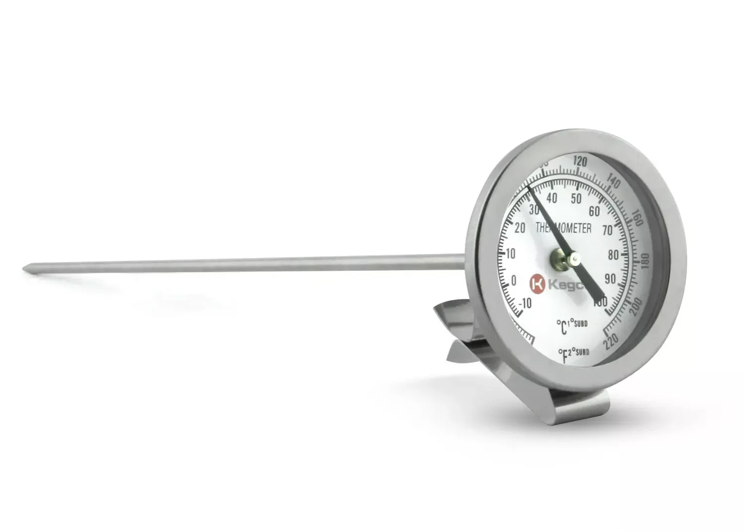 Kegco Dial Thermometer for Brew Pots - 2" Dial, 12" Stem