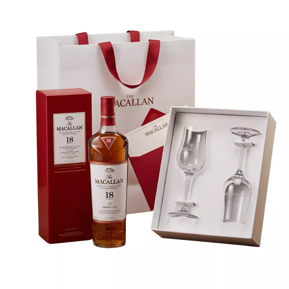 The Macallan 18 Year Old Sherry Oak Scotch Whisky Gift Set