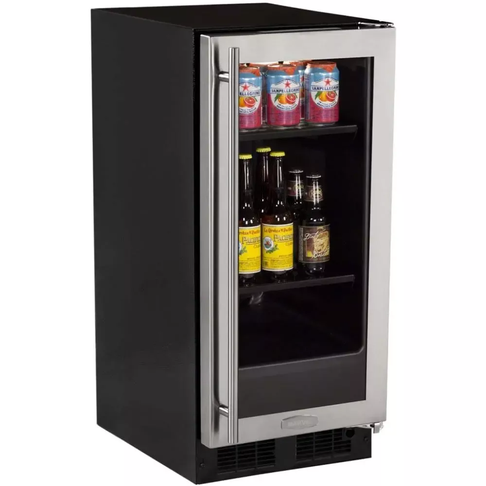 Marvel 15" Built-In Beverage Center - Black Cabinet and Solid Panel Overlay Ready Door