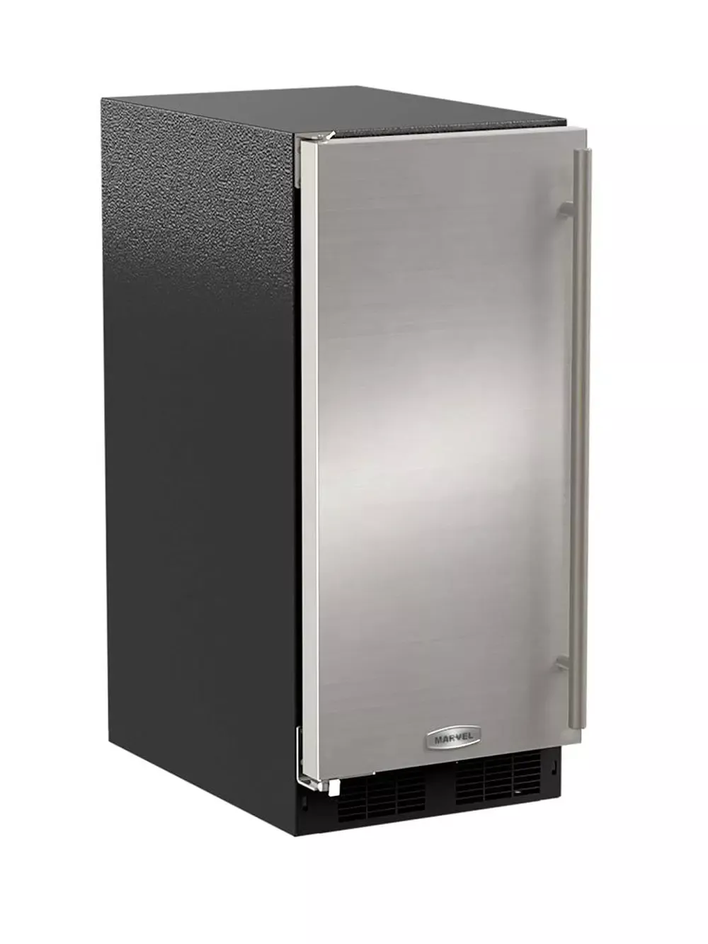 Marvel 15" Gravity Drain Ice Maker - Black Cabinet and Solid Stainless Steel Door