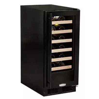 Marvel 24-Bottle Wine Cooler - Black Cabinet and Smooth Black Frame Glass Door