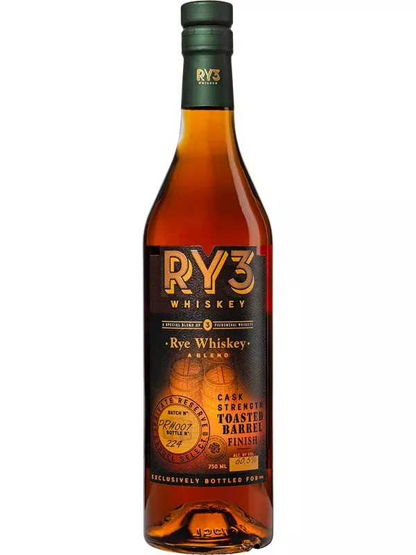 RY3 Private Reserve Barrel Select Cask Strength Toasted Barrel Finish Rye Whiskey