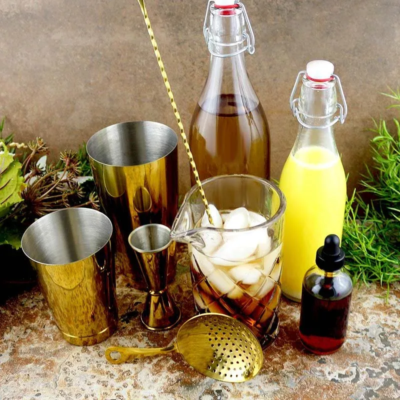 “Shaken or Stirred” – Craft Bartending Bar Set with Gold Plated Tools