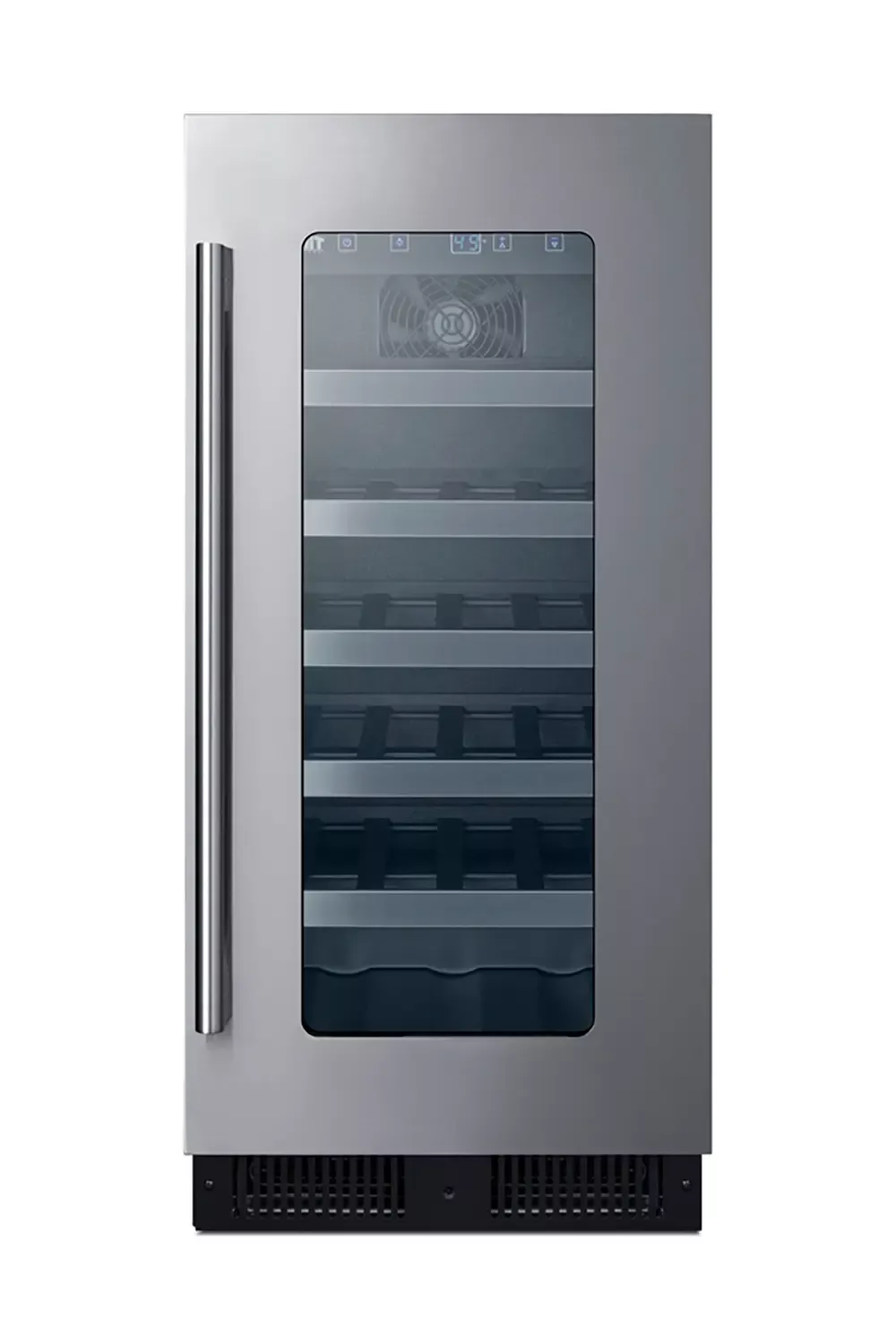 Summit 15" Wide 23 Bottle Single Zone All Stainless Steel Built-In ADA Wine Cellar