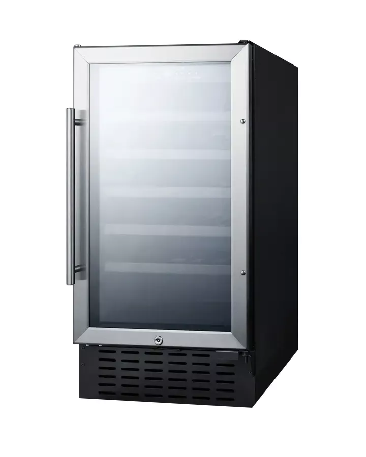 Summit 18" Wide 34 Bottle Single Zone Stainless Steel Built-In Commercial ADA Wine Refrigerator