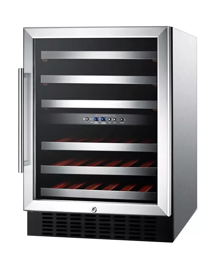 Summit 24" Wide 46 Bottle Dual Zone Stainless Steel Built-In ADA Wine Refrigerator