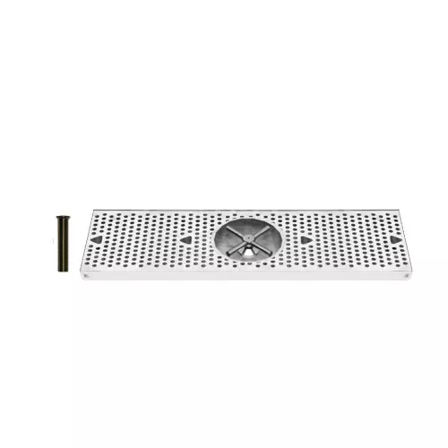 UBC 24" Stainless Steel Surface Mount Drip Tray with Drain and Rinser