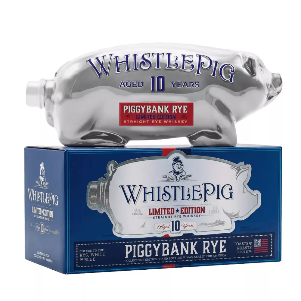 WhistlePig 10 Year PiggyBank Rye White and Blue Limited Edition